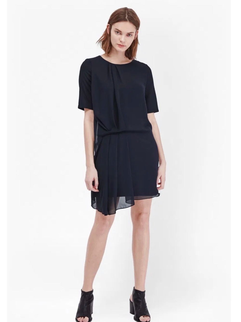 NWT French Connection Florrie Archival Drape Dress Utility Blue US 4